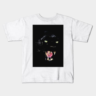 Black Jaguar Face Portrait Kids T-Shirt